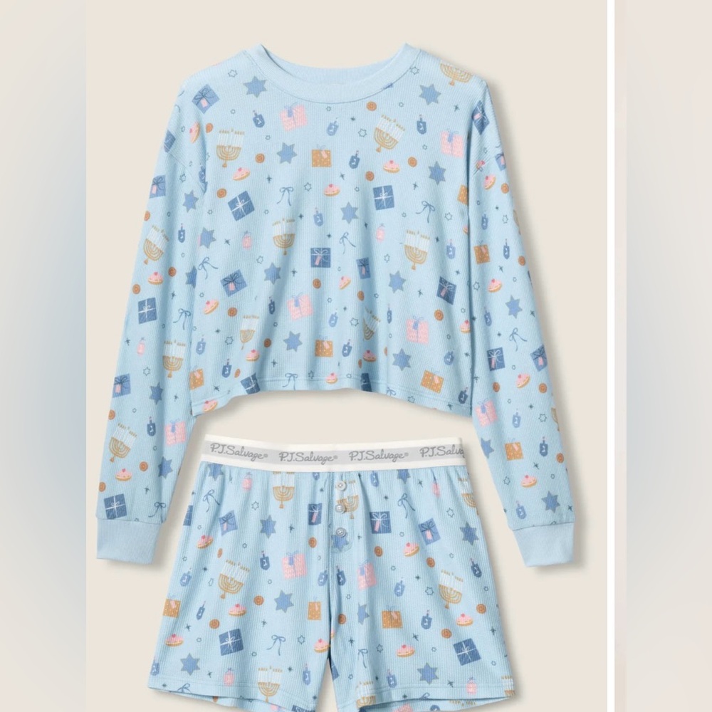 PJ Salvage NWT Size Large Boyfriend Boxer Hanukkah Print Shorts Set